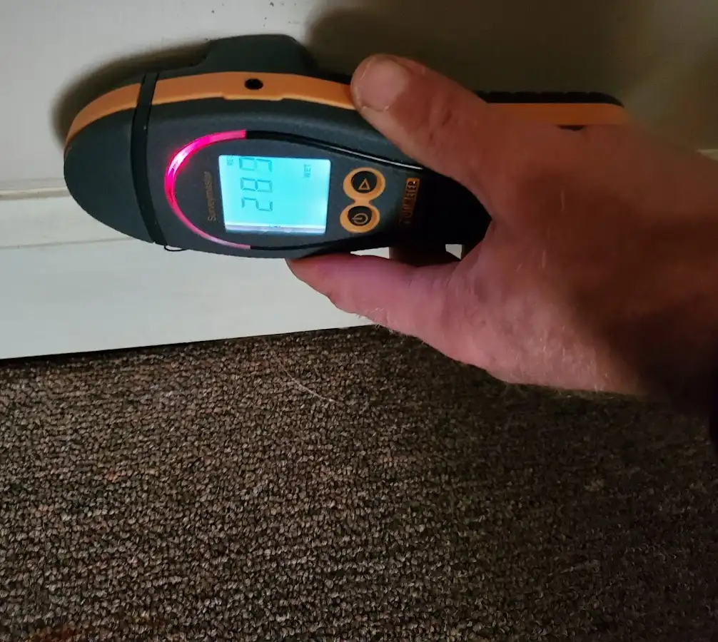 Moisture detection at baseboard during Sewage Cleanup & Sanitation in New Cumberland